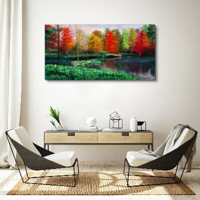 Foto auf leinwand Herbstlandschaft am See