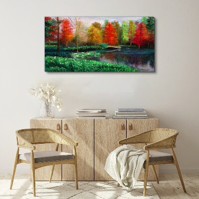 Foto auf leinwand Herbstlandschaft am See