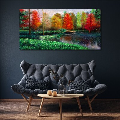 Foto auf leinwand Herbstlandschaft am See