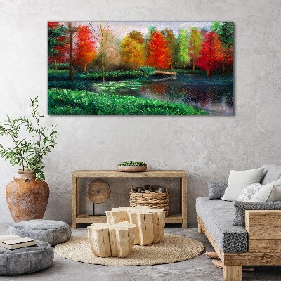 Foto auf leinwand Herbstlandschaft am See