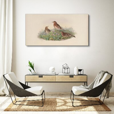 Foto auf leinwand Vögel auf einem Hintergrund aus Blumen