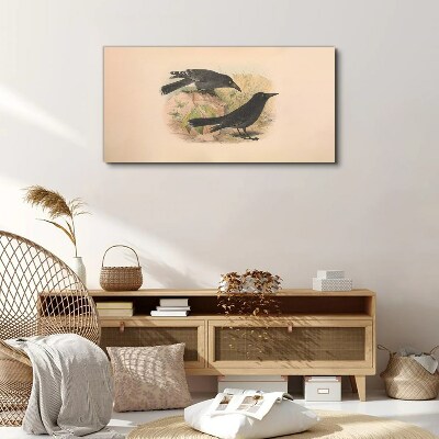 Foto leinwand Schwarze Vögel auf pastellfarbenem Hintergrund