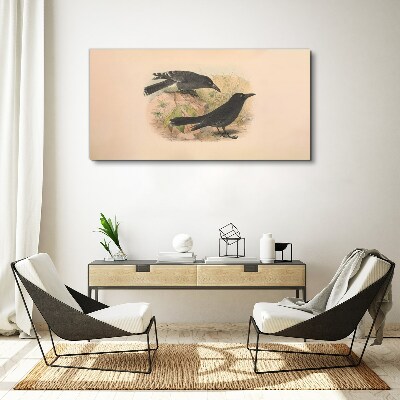 Foto leinwand Schwarze Vögel auf pastellfarbenem Hintergrund