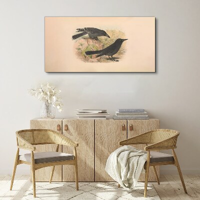 Foto leinwand Schwarze Vögel auf pastellfarbenem Hintergrund