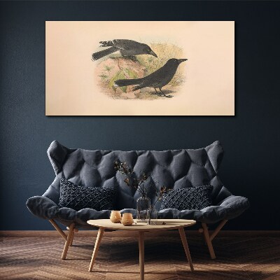 Foto leinwand Schwarze Vögel auf pastellfarbenem Hintergrund