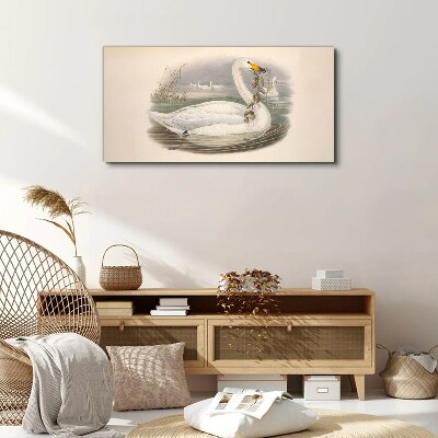 Foto auf leinwand Schwan mit einem Zweig