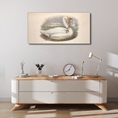 Foto auf leinwand Schwan mit einem Zweig
