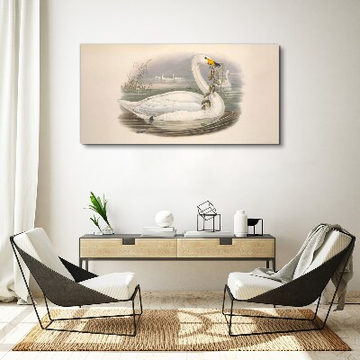 Foto auf leinwand Schwan mit einem Zweig