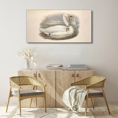 Foto auf leinwand Schwan mit einem Zweig