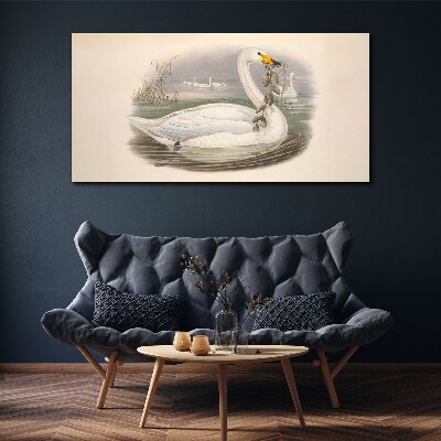 Foto auf leinwand Schwan mit einem Zweig