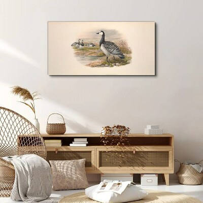 Foto auf leinwand Gänsefamilie am Wasser