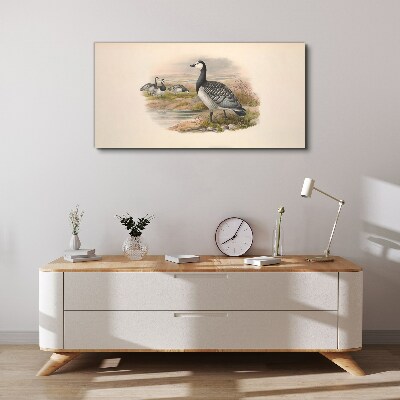 Foto auf leinwand Gänsefamilie am Wasser