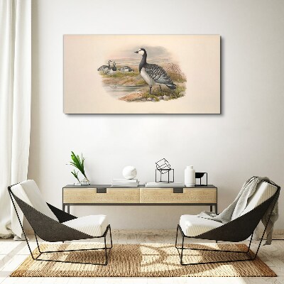 Foto auf leinwand Gänsefamilie am Wasser