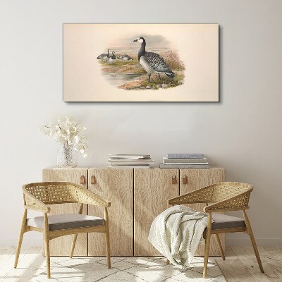 Foto auf leinwand Gänsefamilie am Wasser