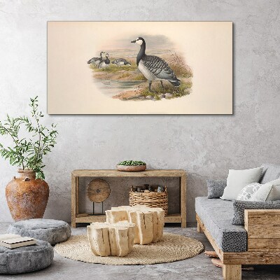 Foto auf leinwand Gänsefamilie am Wasser