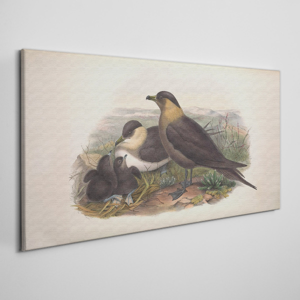 Foto auf leinwand Vogelfamilie auf dem Nest