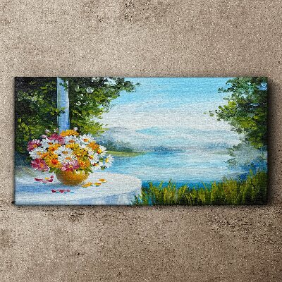 Foto auf leinwand Blumenstrauß am See