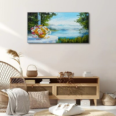Foto auf leinwand Blumenstrauß am See