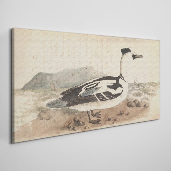 Foto auf leinwand Eine Ente vor einer Meereslandschaft