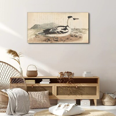 Foto auf leinwand Eine Ente vor einer Meereslandschaft