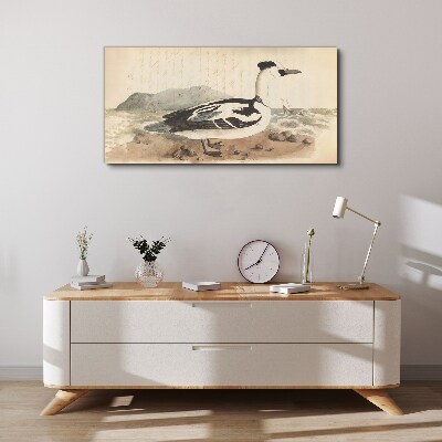 Foto auf leinwand Eine Ente vor einer Meereslandschaft