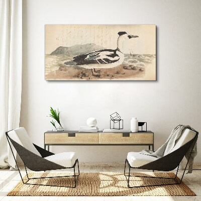 Foto auf leinwand Eine Ente vor einer Meereslandschaft