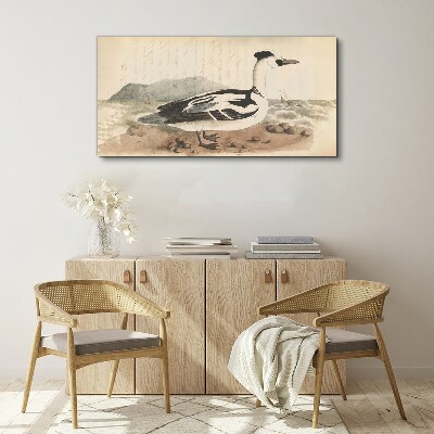 Foto auf leinwand Eine Ente vor einer Meereslandschaft