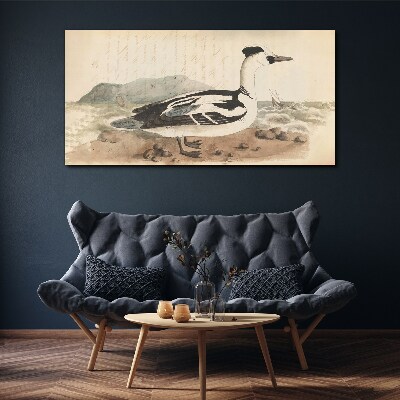 Foto auf leinwand Eine Ente vor einer Meereslandschaft