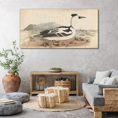 Foto auf leinwand Eine Ente vor einer Meereslandschaft