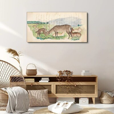 Foto auf leinwand Friedliche Landschaft mit Hirschen