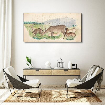 Foto auf leinwand Friedliche Landschaft mit Hirschen