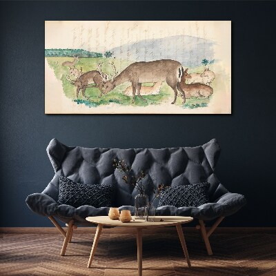 Foto auf leinwand Friedliche Landschaft mit Hirschen