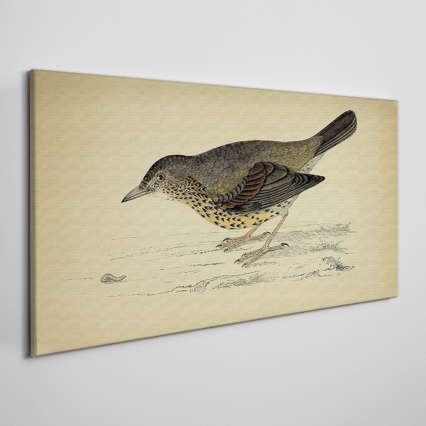 Wandbild Vogel auf beigem Hintergrund