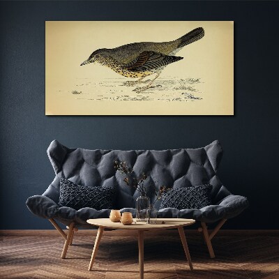 Wandbild Vogel auf beigem Hintergrund