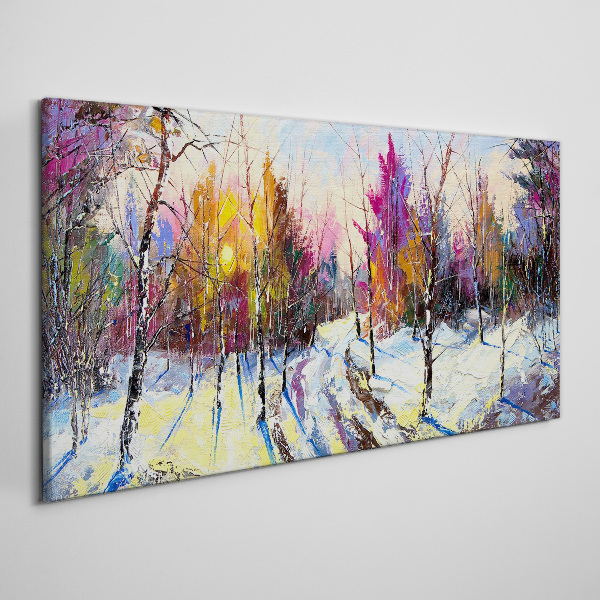 Foto auf leinwand Winterlandschaft in Sonnenuntergangsfarben