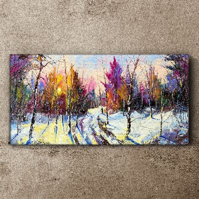 Foto auf leinwand Winterlandschaft in Sonnenuntergangsfarben