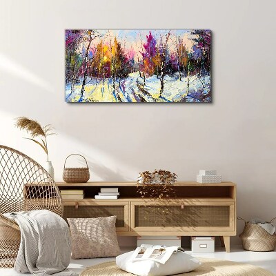 Foto auf leinwand Winterlandschaft in Sonnenuntergangsfarben