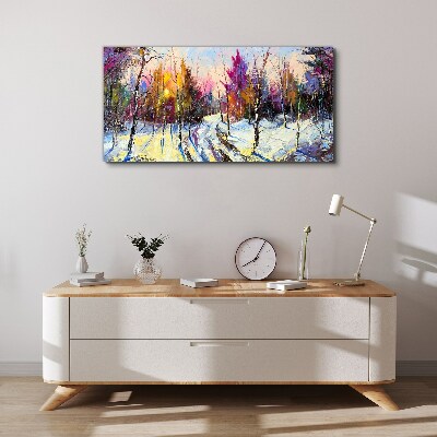 Foto auf leinwand Winterlandschaft in Sonnenuntergangsfarben