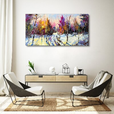 Foto auf leinwand Winterlandschaft in Sonnenuntergangsfarben