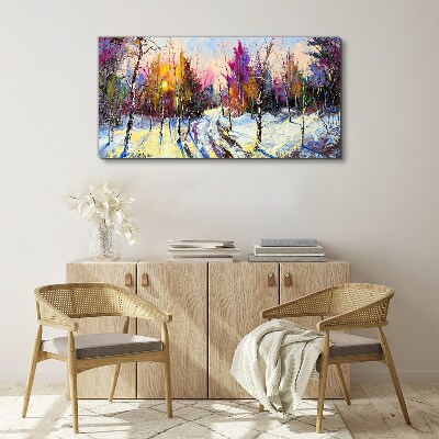 Foto auf leinwand Winterlandschaft in Sonnenuntergangsfarben
