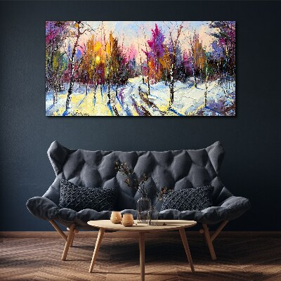 Foto auf leinwand Winterlandschaft in Sonnenuntergangsfarben