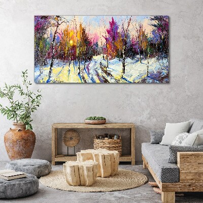 Foto auf leinwand Winterlandschaft in Sonnenuntergangsfarben