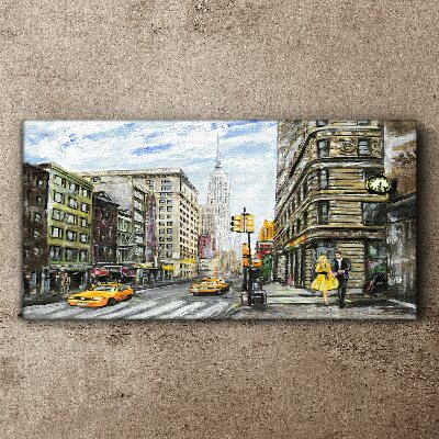 Foto auf leinwand New Yorker Straße in gelben Taxis