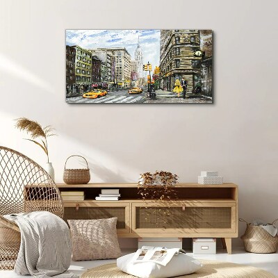 Foto auf leinwand New Yorker Straße in gelben Taxis