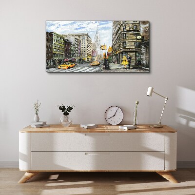 Foto auf leinwand New Yorker Straße in gelben Taxis