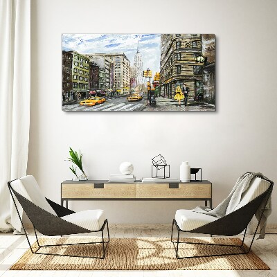 Foto auf leinwand New Yorker Straße in gelben Taxis