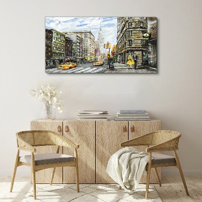Foto auf leinwand New Yorker Straße in gelben Taxis