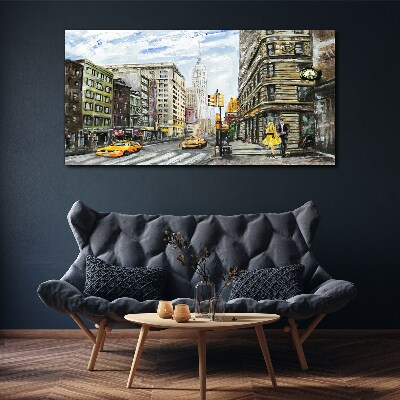 Foto auf leinwand New Yorker Straße in gelben Taxis