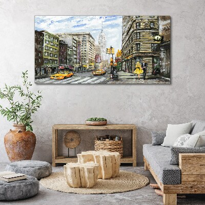 Foto auf leinwand New Yorker Straße in gelben Taxis