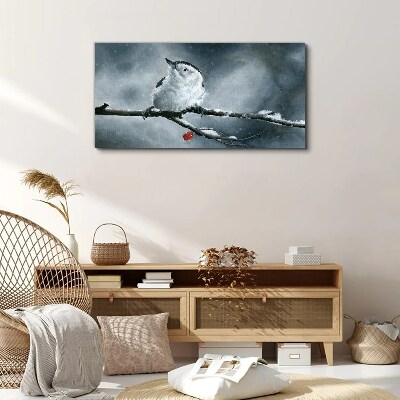 Foto auf leinwand Wintervogel auf einem Ast